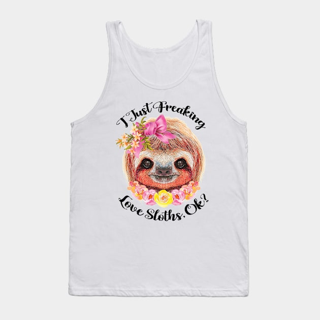 Cute Sloth with Flower Tank Top by PHDesigner